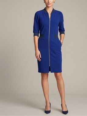 Love Moschino Royal Blue Zip-Front Midi Dress